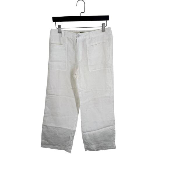 Sigrid Olsen Womens 100% Linen White Capri Pants Lightweight Boho Size 6 - Picture 1 of 10